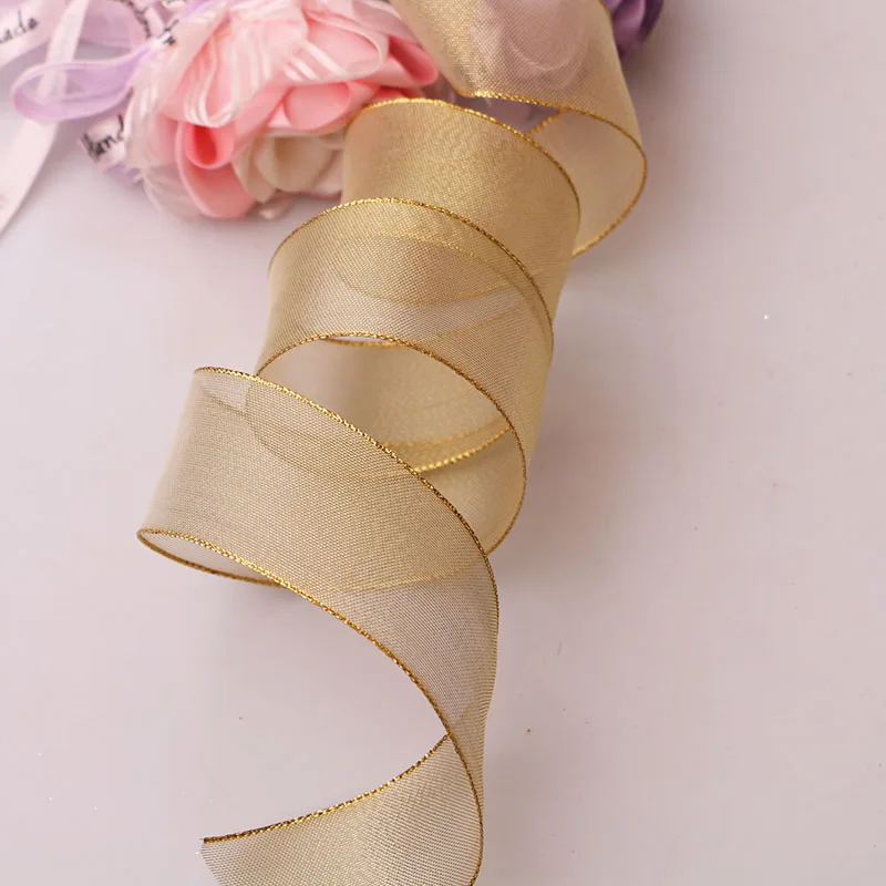 Аксессуары для рукоделия лента с краями из проволоки Жесткая сетка Золотая