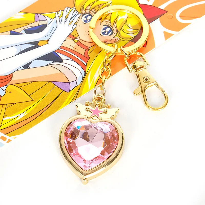 Anime  Moon Crystal Keychain Loving Wand Crystal Cosplay Cartoon Pendant Necklace Girl Accessories Jewelry Cute Props