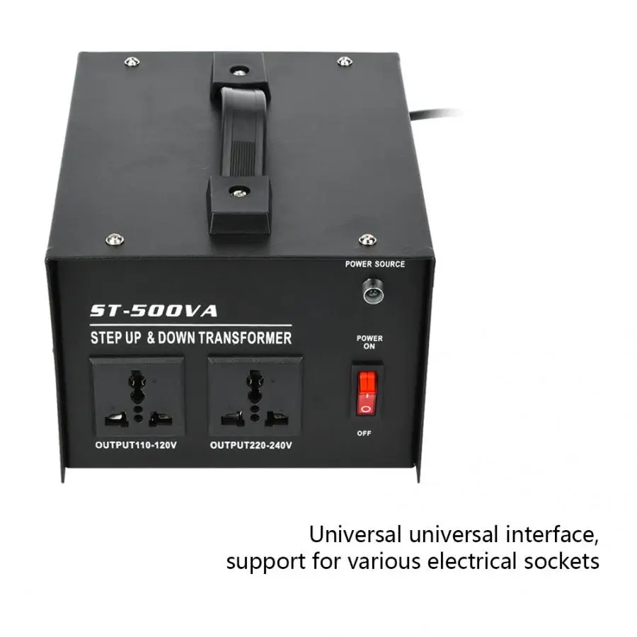 Преобразователь напряжения 500 Вт с 2 шт. универсальных розеток от 110 В до 220