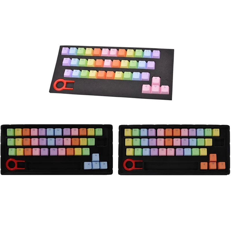 Клавиши 37 PBT двойной выстрел инъекции подсветкой колпачки с ключом съемник для