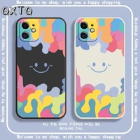 qxtq watercolor smiley side rubiks cube tpu solid color phone case iphone 7 8 11 12 s se x xs xr plus pro max mini cover cell
