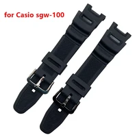 new black silicone rubber waterproof strap for casio sgw 100 watchbands smart watches accessories strap bracelet