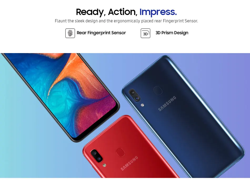 Мобильный телефон samsung Galaxy A20 A205GN/DS, 6,4 дюймов, 3 ГБ ОЗУ, 32 Гб ПЗУ, восьмиядерный смартфон Exynos 7884, Android 9, две sim-карты, 4G