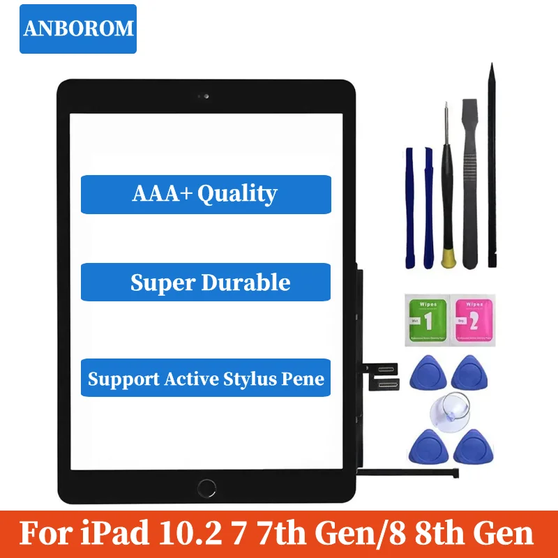 

Дигитайзер сенсорного экрана 10,2 дюймов для iPad 7 8 Gen 2019 2020 A2197 A2198 A2200 A2270 A2428 A2429 A2430 с кнопкой и инструментами