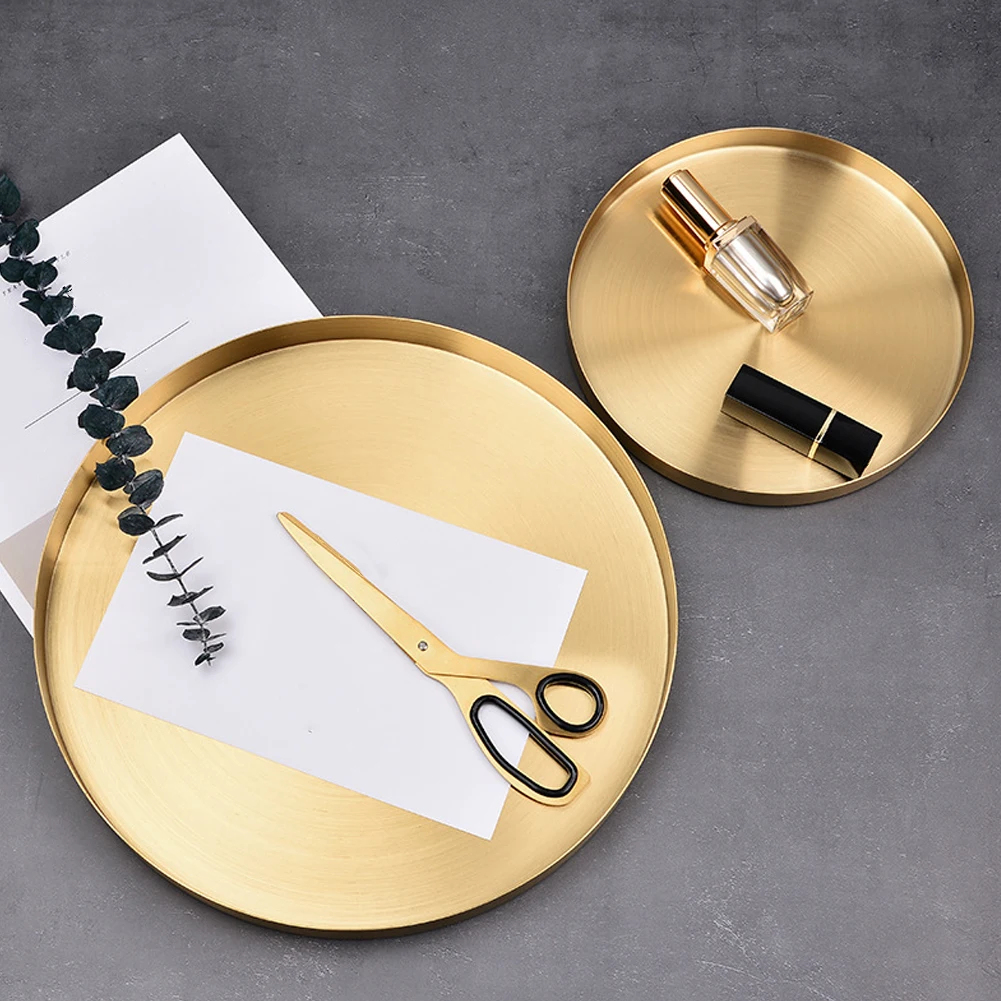 Золотой поднос для макияжа большой металлический декоративный ювелирных