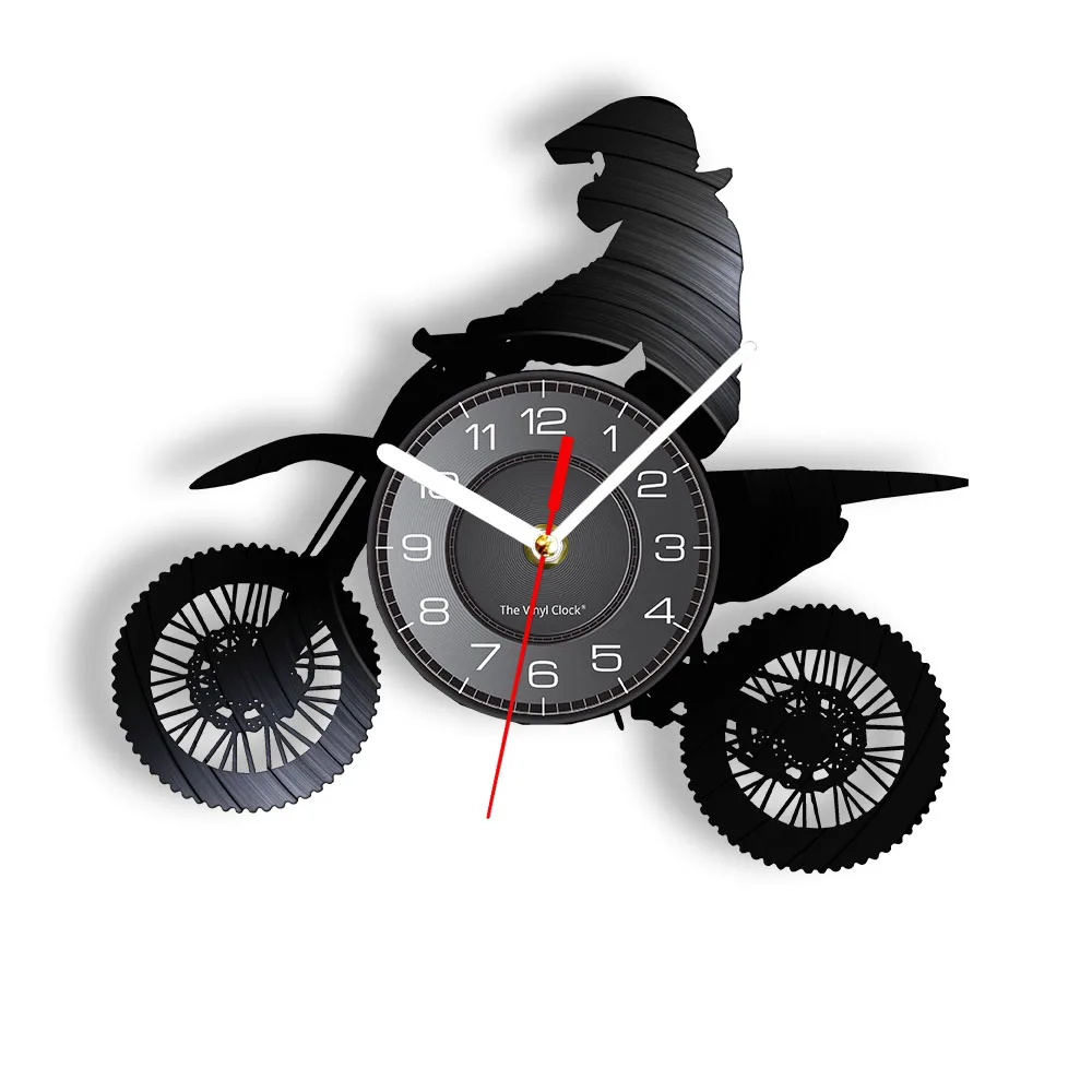 

Mountain Biking Wall Clock 7-color Lights Vinyl Record Extreme Sport Home Decor Moto Riding Modern Design Timepiece Sports Man