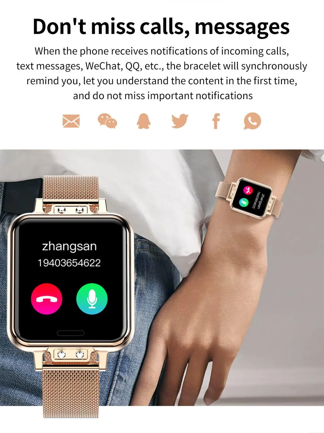 

New Women Smart Watch Heart Rate Blood Pressure Monitor Smartwatch Female Menstrual Cycle Incoming Call Information Push Watches