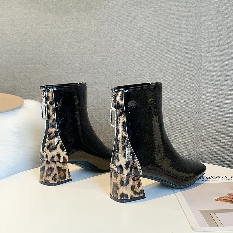 Новинка 2020 женские ботильоны осенние туфли Crazy Leopard ботинки на высоком каблуке