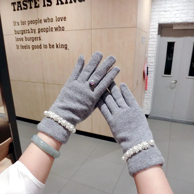 SP & CITY высокое качество жемчужные кашемировые зимние перчатки для женщин