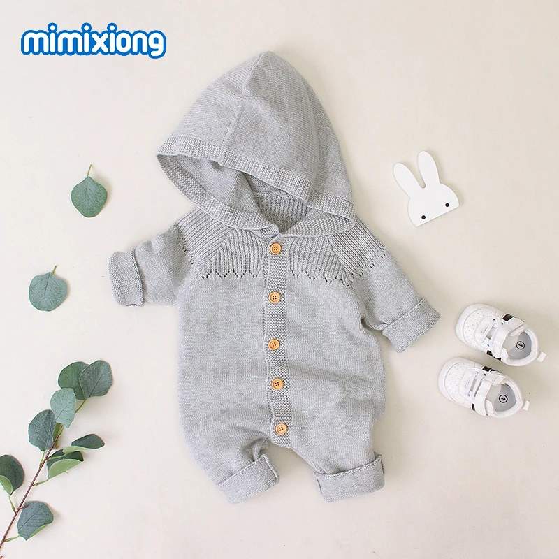 Детские вязаные комбинезоны Осенние для новорожденных мальчиков и девочек