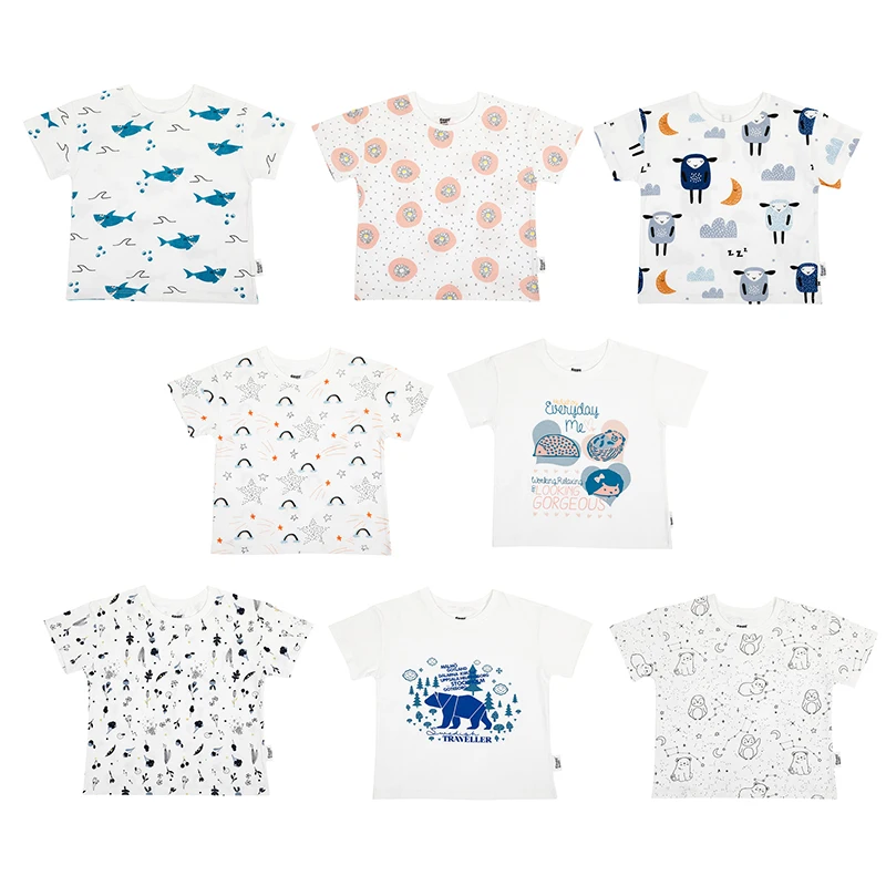 

Детская Хлопковая футболка с коротким рукавом, на возраст 6-36 месяцев