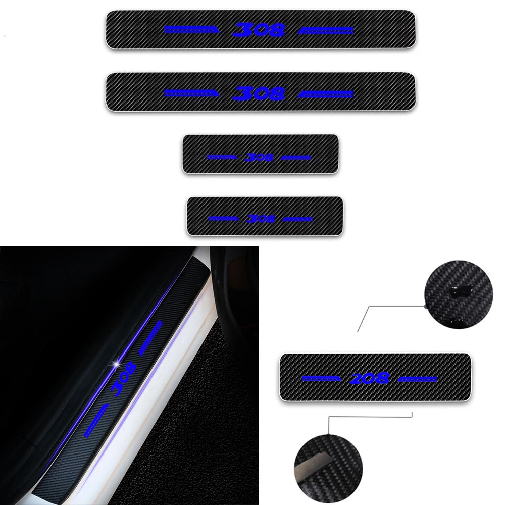 

Car Threshold Strip Stickers for Peugeot 208 308 Traveller Threshold Strip Protection Strip Car Carbon Fiber Stickers Supplies
