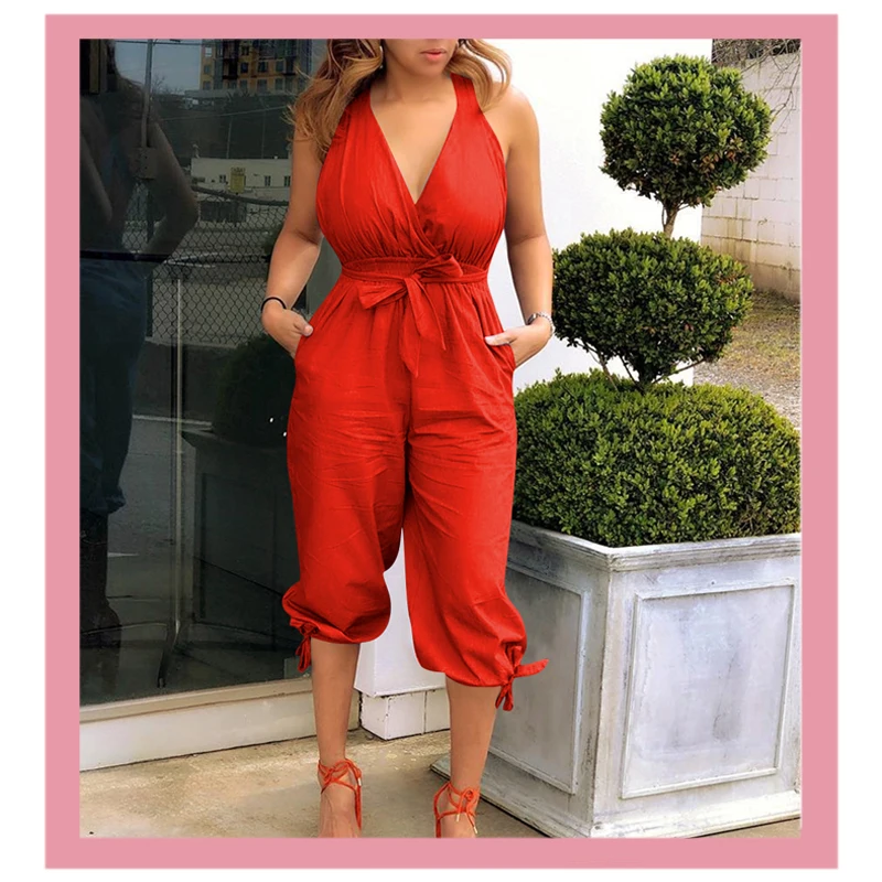 

2020 Deep V Neck Summer Party Style Bodysuits bodycon Playsuit blusas mujer de moda Halter Bandage Sexy Bodysuits Women Clothes