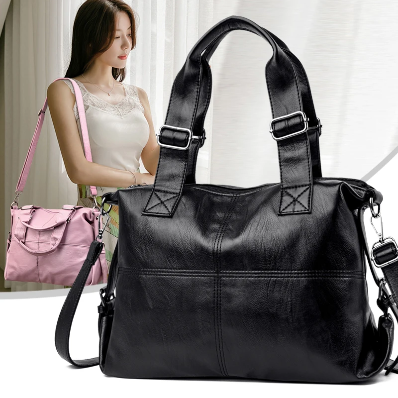 

Genuine Leather Women's Handbags Large Capacity Shoulder Bags for Women 2021 Brand Designer Casual Crossbody Bag Sac A Main