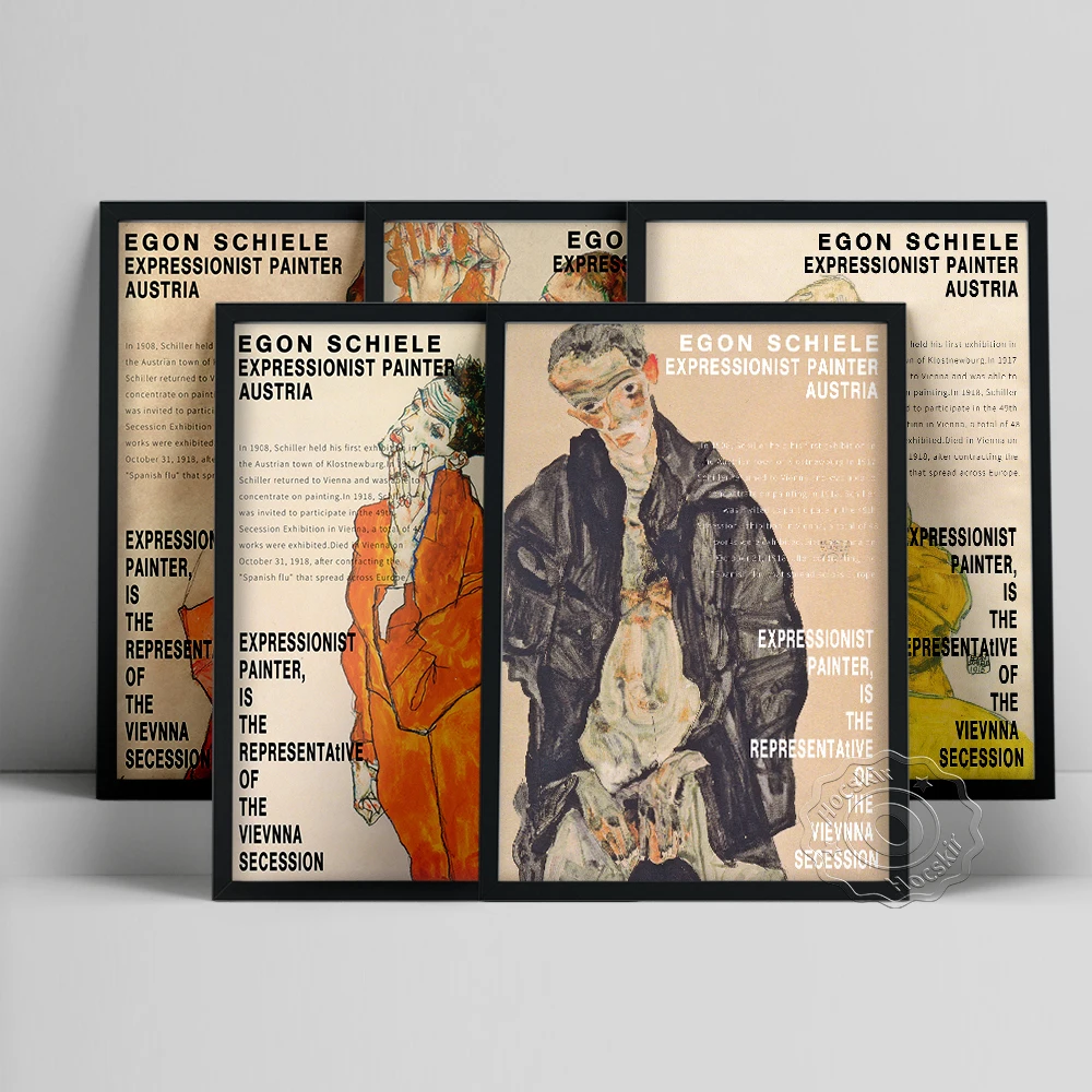 

Egon Schiele Print, Kneeling Female In Orange Red Dress Lovemaking Wall Picture, Schiele Figure Portrait Poster, Vintage Decor