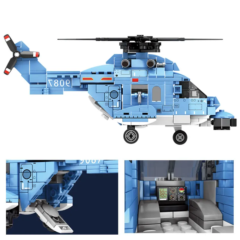 SEMBO 375pcs City Helicopter Building Blocks Military Fighter Pilot Technical Aircraft Toy Bricks Army Plane Model Kids Gifts | Игрушки и