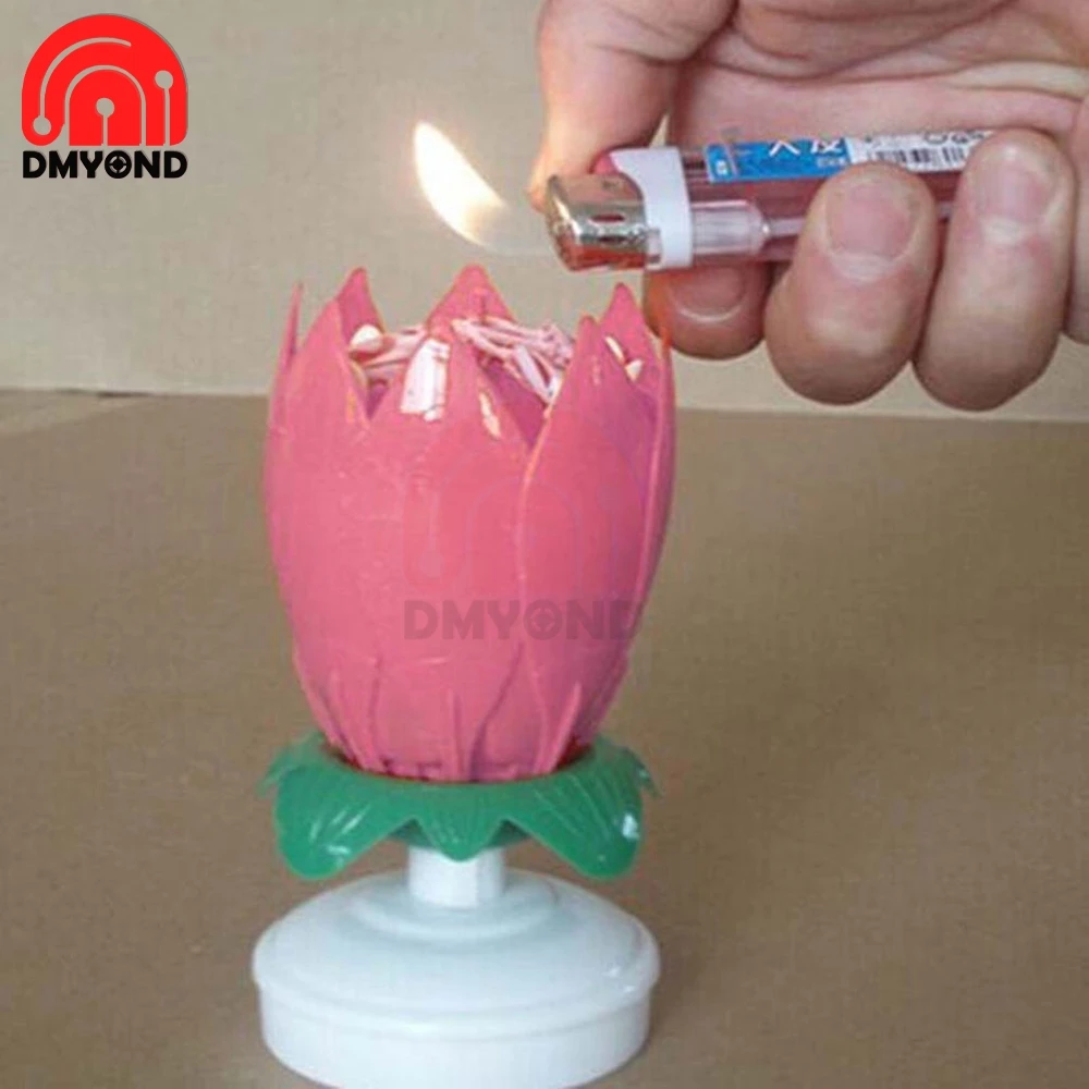 Декоративная Свеча для торта Lotus романтический розовый цветок музыкальное