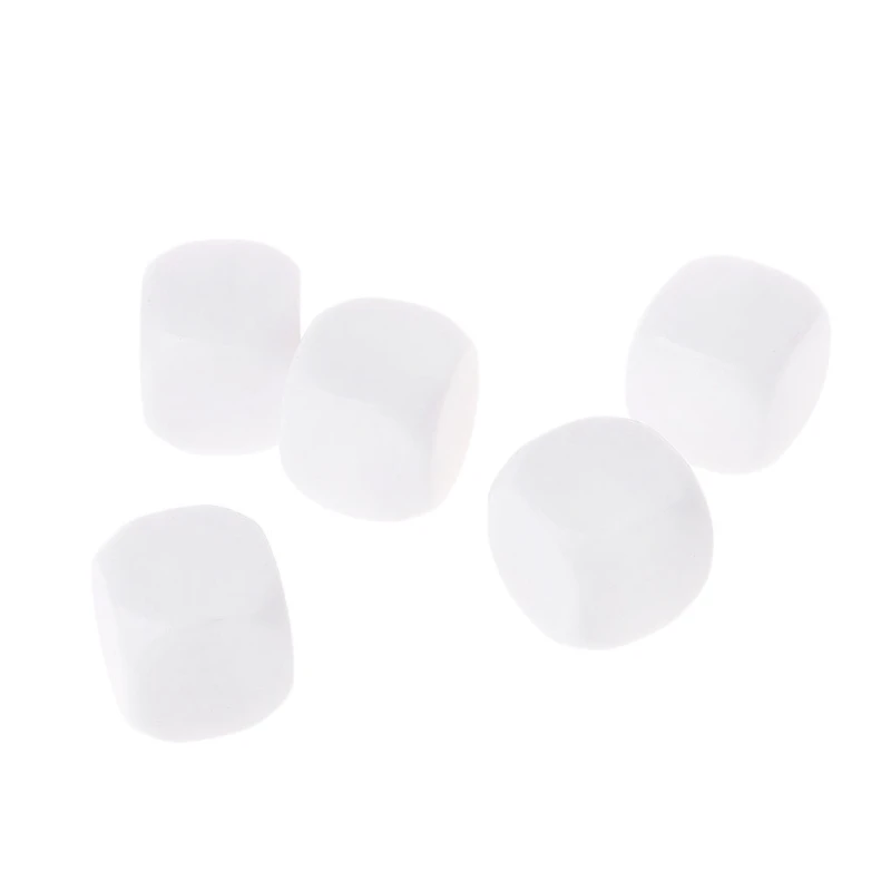 

5pcs 20mm Blank Dice Acrylic White Dice Kid DIY Toy Write Painting Graffiti Family Games Accessories