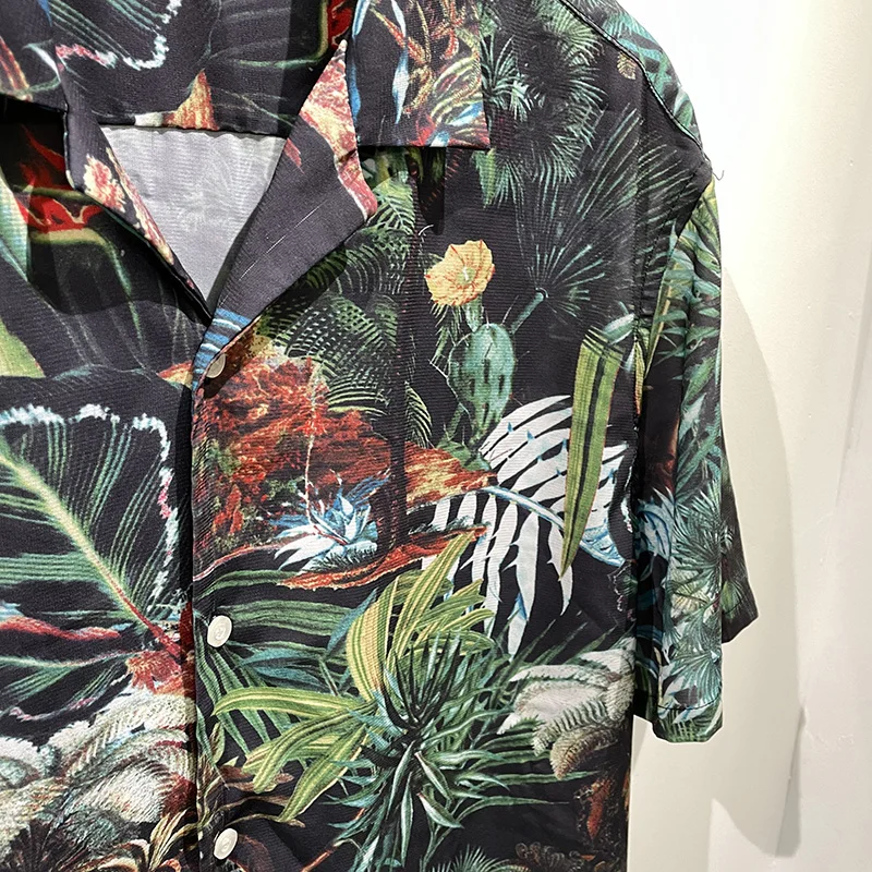 2021 летняя новая Гавайская Мужская рубашка с коротким рукавом и принтом Пляжная