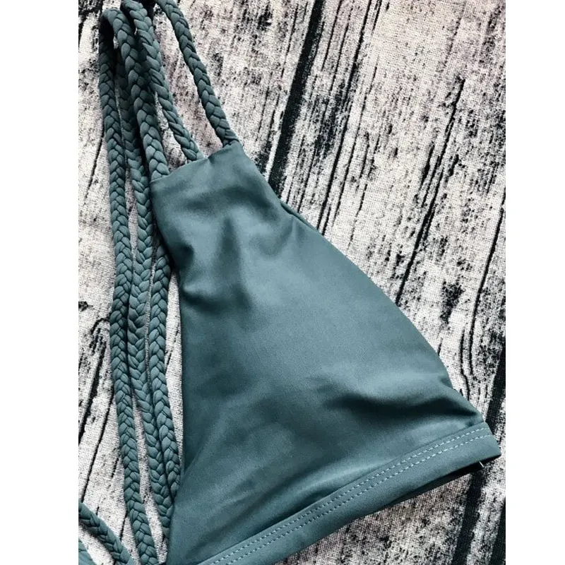 

Hirigin Sexy Womens Bikini Set Thong Push-Up Padded Braid Soild Color Swimwear Bathing Suit Beachwear