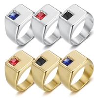 megin d new casual simple personality smooth gem stainless steel rings for men women couple friend fashion design gift jewelry