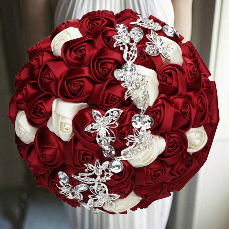 

1PCs /lot Red Rhinestones Holding Flowers Wedding Flowers