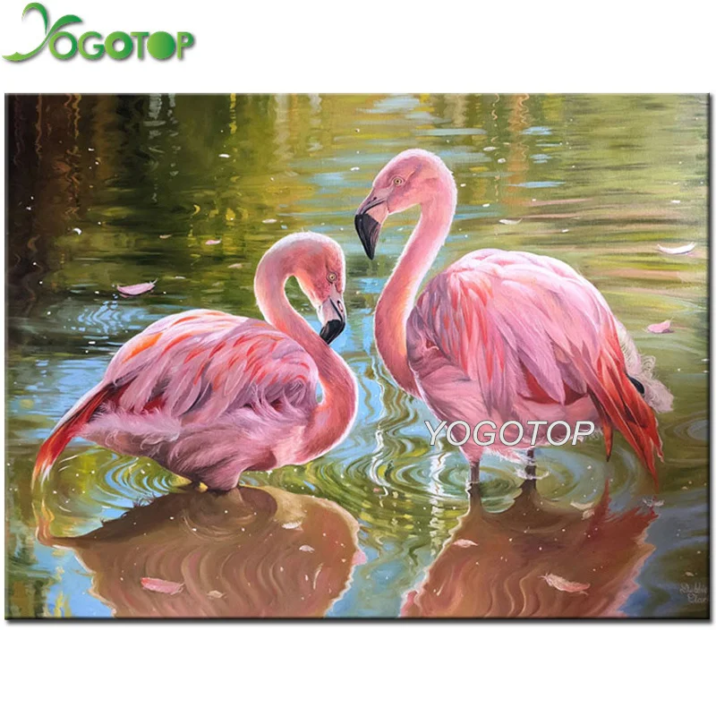 

Flamingo Diamond Painting 5D DIY Painting Diamonds Red Bird on lake Almaznaya mosaic Rhinestone Needlework Decorative YY2302