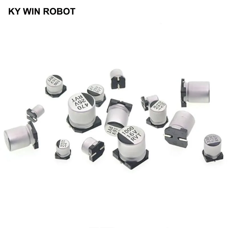 10 шт. SMD 6,3 V 10V 16 V, алюминиевая крышка, 25В 35В с алюминиевой крышкой, 50В Алюминий электролитический конденсатор с алюминиевой крышкой, 1 мкФ 2,2 мкФ 10 мкФ 22 мкФ 33 мкФ 47 мкФ 100 мкФ 220 мкФ 330 мкФ 470 мкФ 1000 мкФ