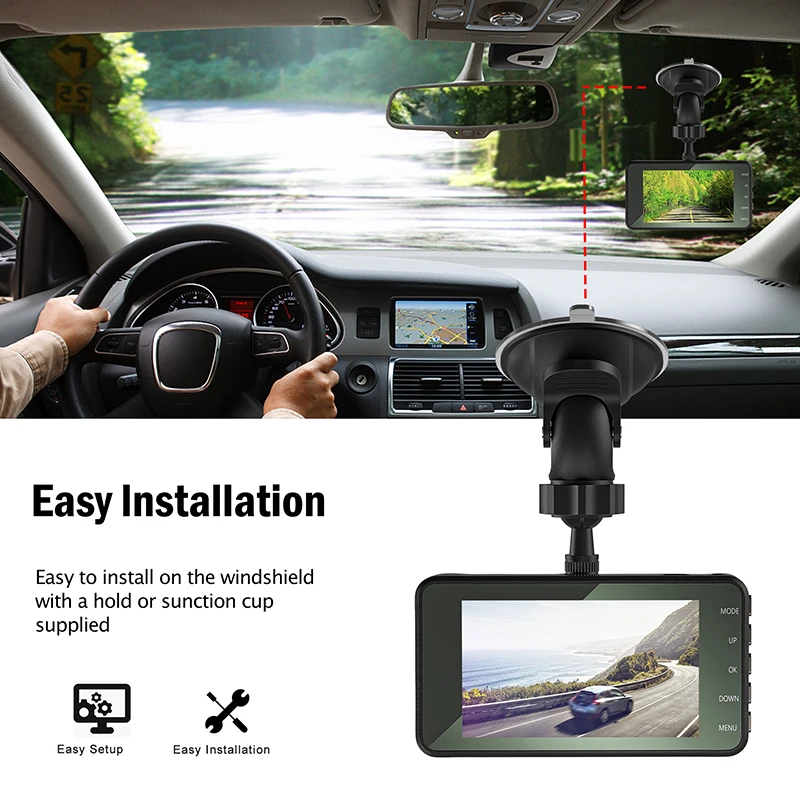 Car DVR Dash Camera Rear View Dual Lens 1080P 3.6&quot Full HD Cycle Recording G-Sensor Cam Video Recorder Dashcam Gift | Автомобили и