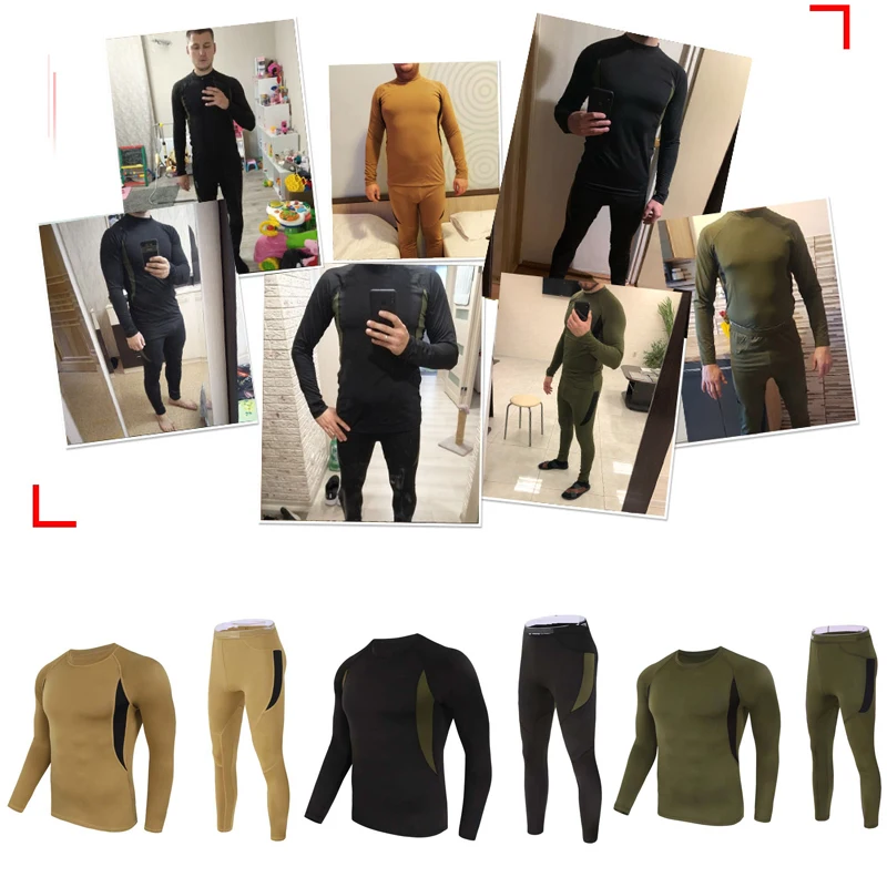 Winter Clothes Men Thermal underpants leggings Fleece long johns Set Warm Sweat Suit Tactical underwear MMA rashgard Male 4XL