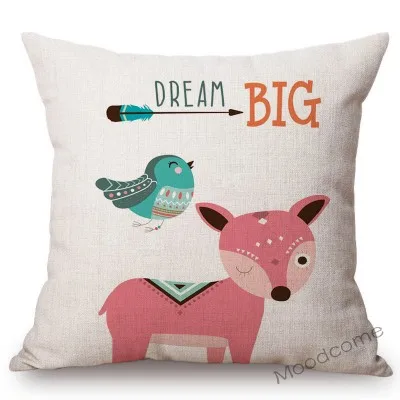 Cute Forest Animals Owl Raccoon Fox Bear Baby Cartoon Art Sofa Throw Pillow Case Lovely Woodland Animal Children Cushion Cover