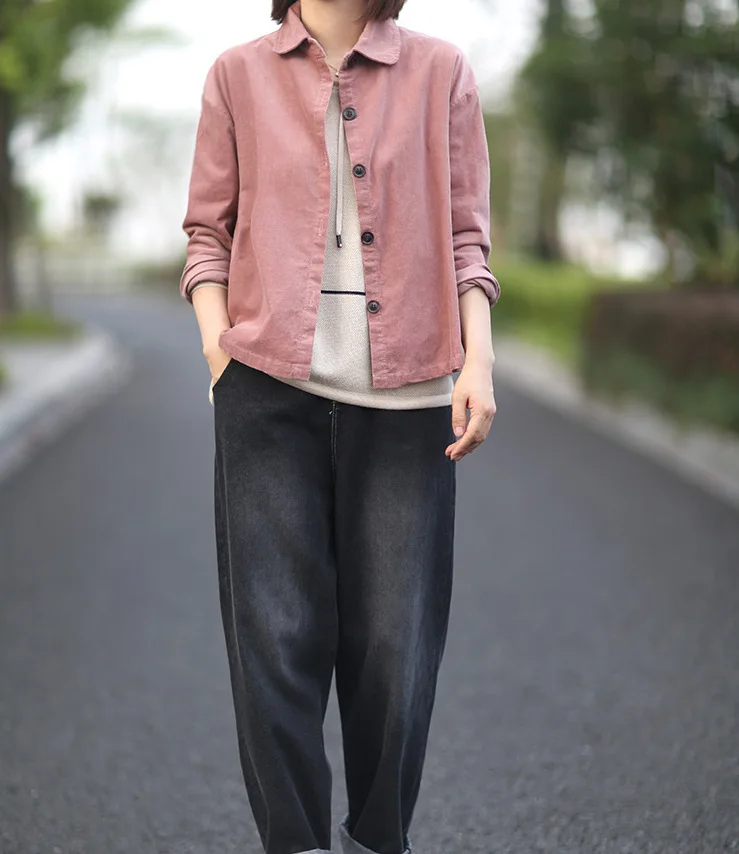 Женские куртки осеннее Ретро свободное кордовое пальто 2019 новые женские топы