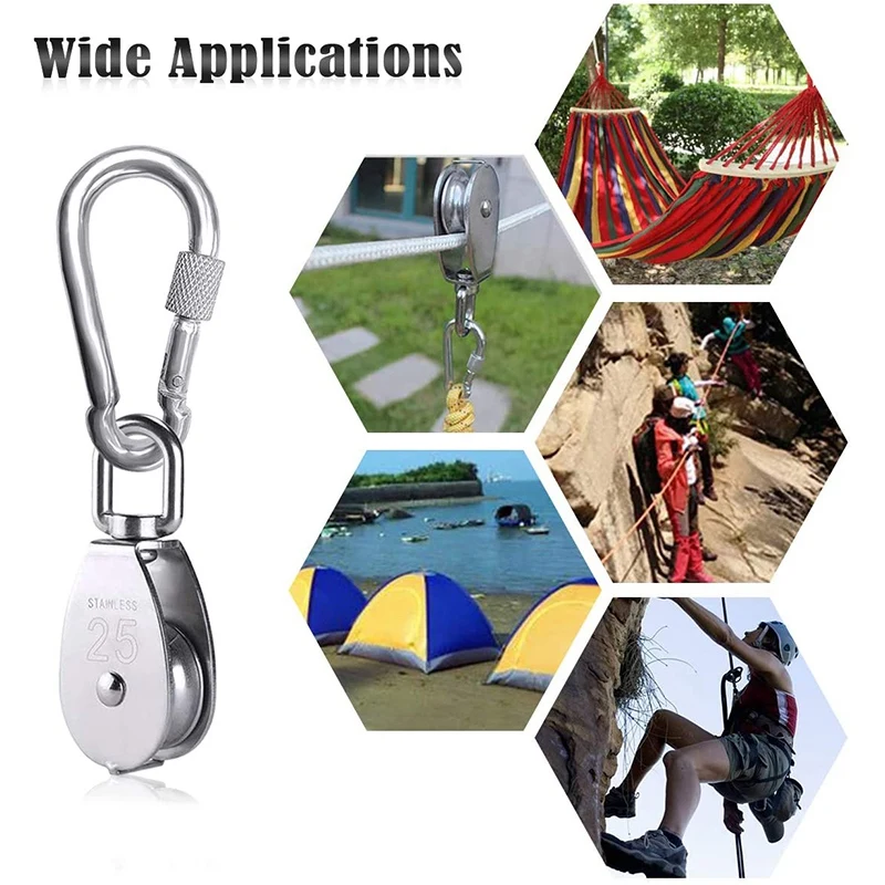 2 шт. M25 одиночный шкив блок сверхмощный 304 ролик из нержавеющей стали с 3 пружинный