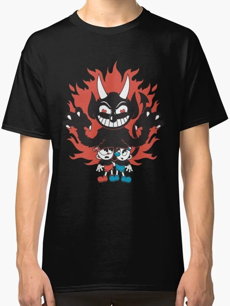

Cuphead Men's T Shirt Black Printed T-Shirt Pure Cotton Men Top Tee Short Sleeves Cotton Free Shipping 100% Cotton