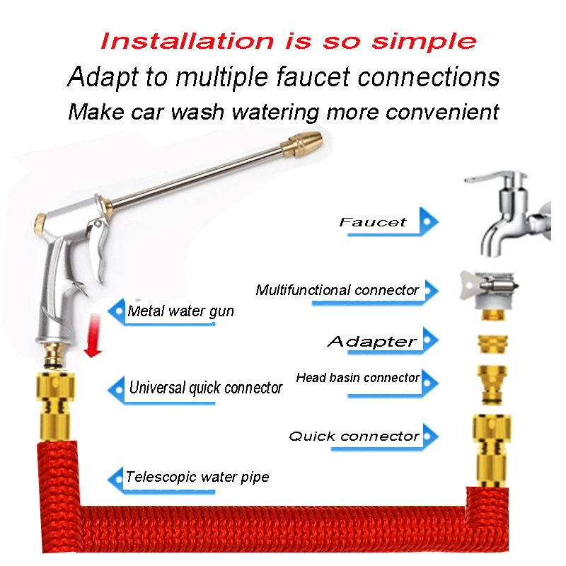Пластиковый телескопический садовый шланг гибкая трубка 25-100 футов