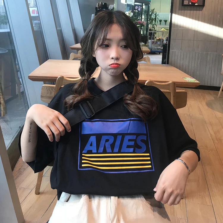 Xian 631 hei Лето, повседневные женские футболки Ulzzang, уличная одежда kawaii, мультяшный принт, футболка в Корейском стиле, Топы Harajuku, футболка с коротким рукавом - Цвет: Xian 631 hei