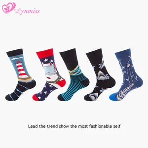 Носки без пятки для осени и зимы, мужские носки, носки в стиле Харадзюку для осени и зимы, уличные носки в стиле хип-хоп, носки с акулами Повседневные Дышащие носки