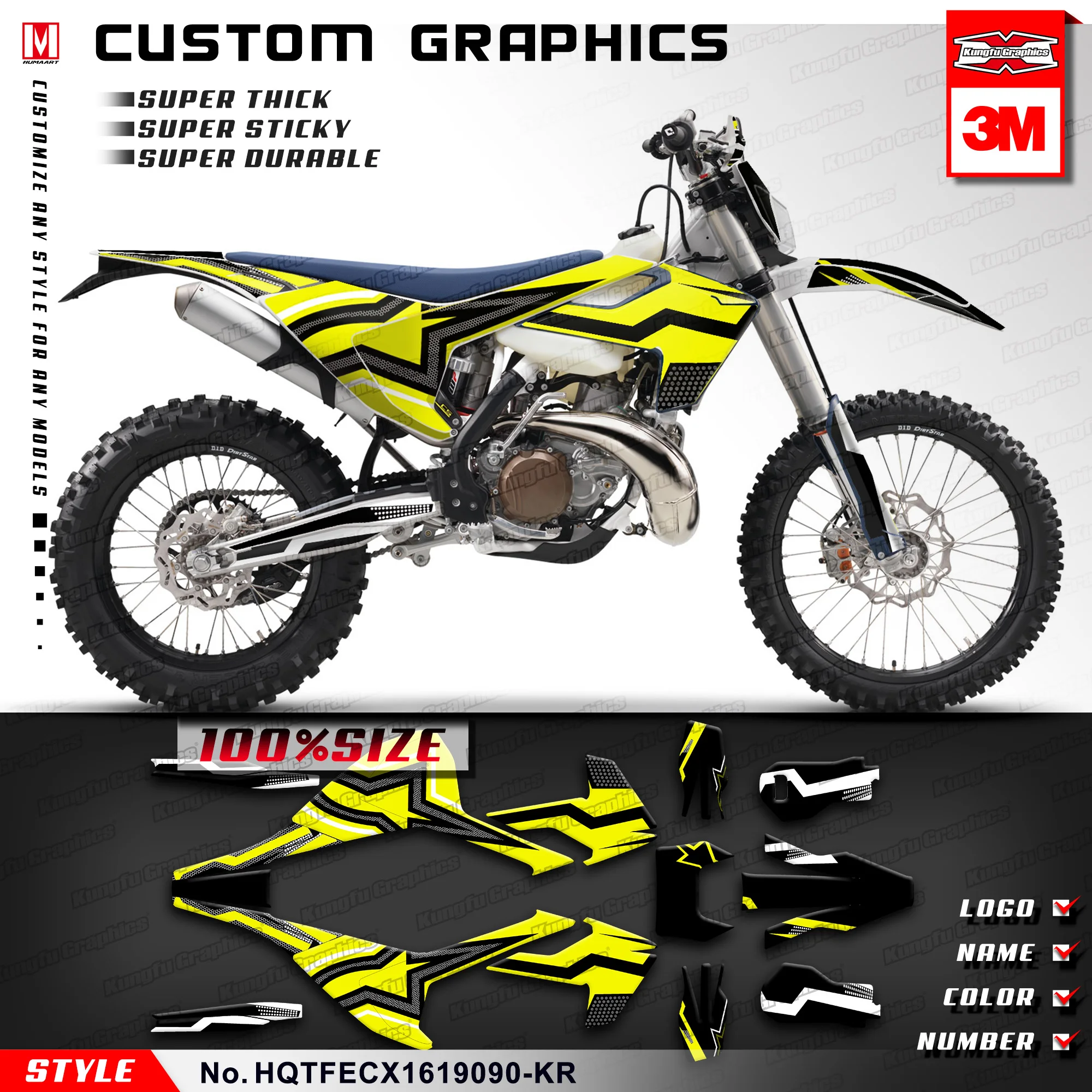 Фото Виниловая наклейка KUNGFU GRAPHCS Racing для Husqvarna TE150-300 FE250-501 FS450 TX FX TC FC 2017 18 19, HQTFECX1619118-KR №1
