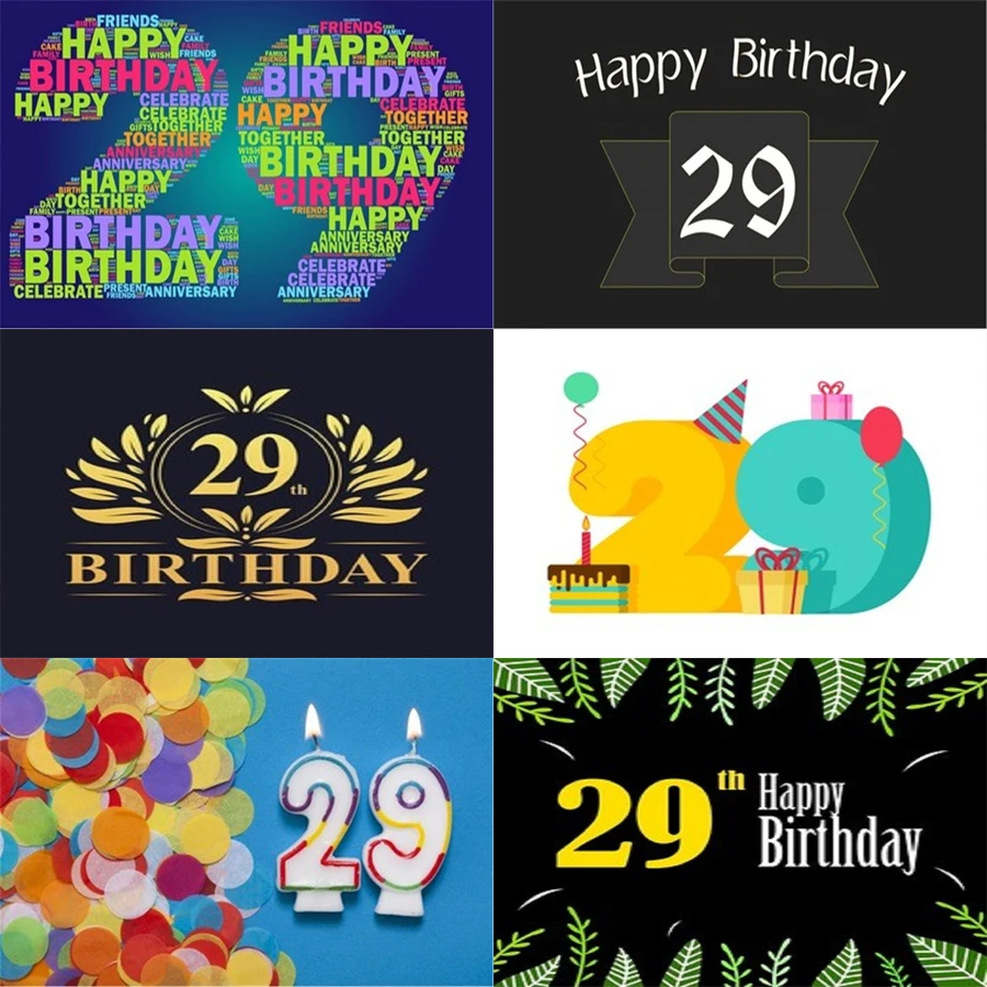 

Photo Studio Props Vinyl Photography Backdrop Twenty-Nine Year Old Birthday Balloon 29St Birthday Party Decoration