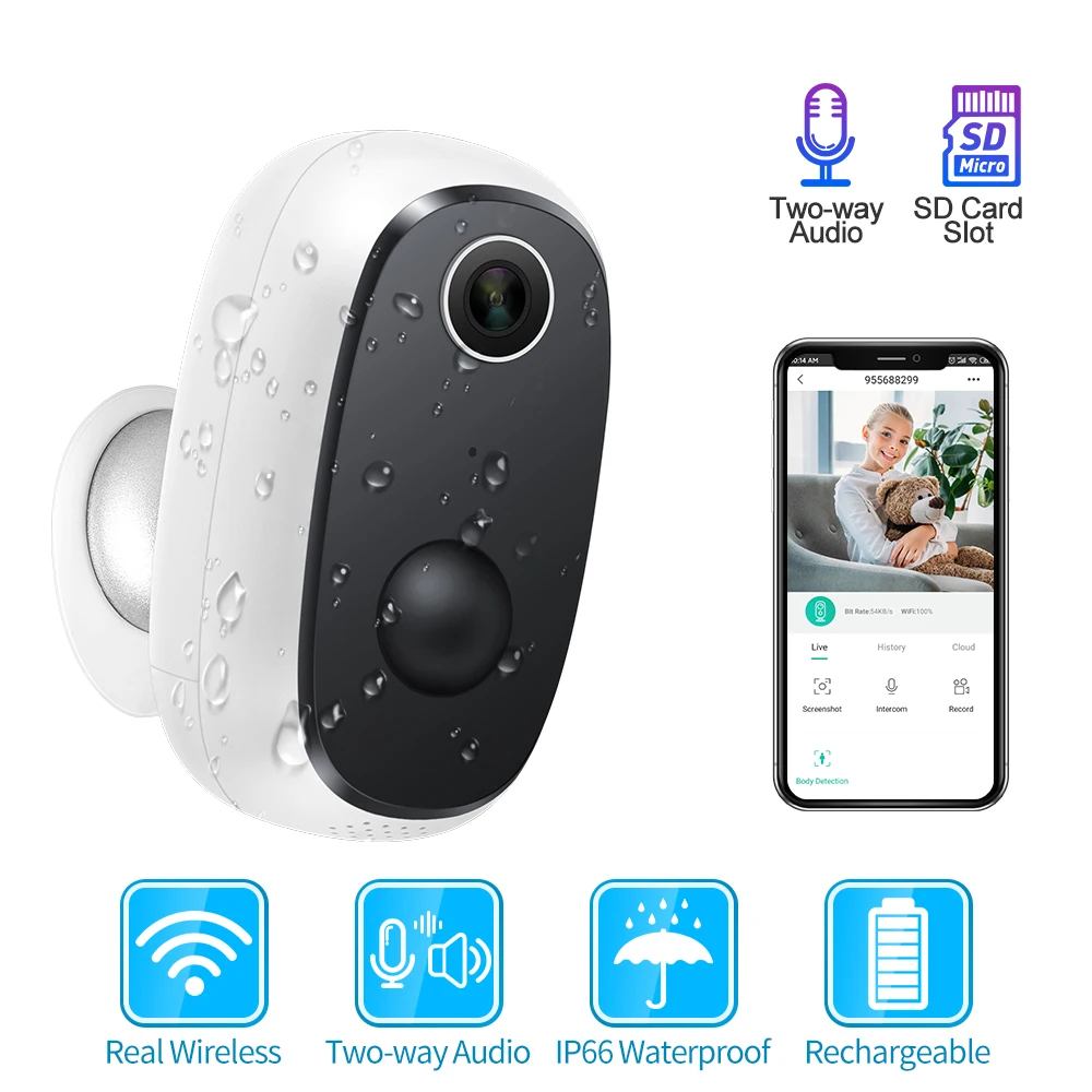 Techage 1080P WiFi камера Solor зарядка от батареи Беспроводная ip безопасности TF карта и
