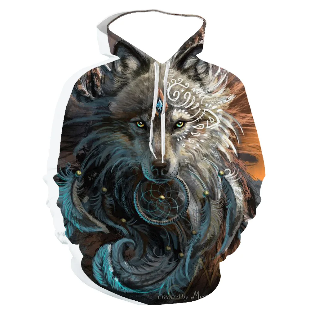 

3d Design Wolf Shape Personality Streetwear Hoodie Men'S Spring And Autumn Sports Hooded Long-Sleeved Sweater 2021 New