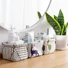 Складной контейнер для косметики с милым принтом, многофункциональный контейнер для хранения из хлопка и льна, Настольный Органайзер