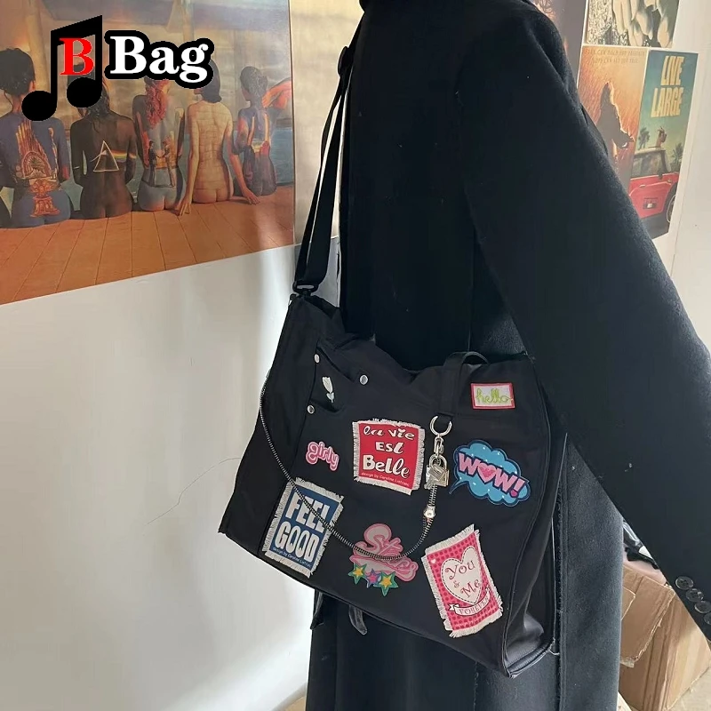 

Европейская и американская женская сумка на одно плечо в стиле панк, вместительная тканевая сумочка-мессенджер в стиле пасты, Женский тоут