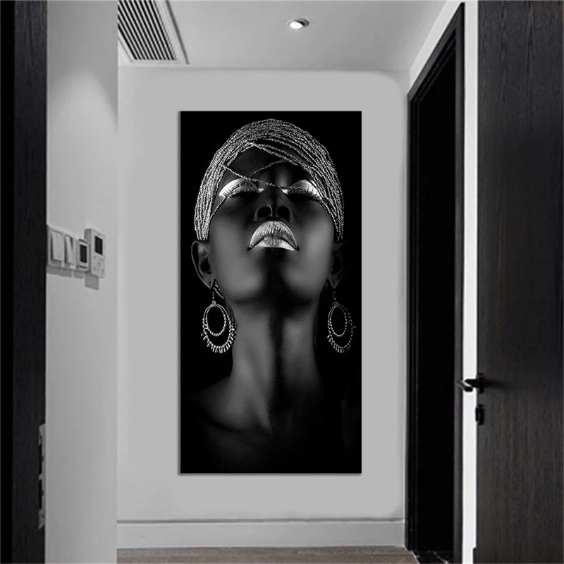 Большой размер горячая Распродажа Золотая черная Картина на холсте женщина