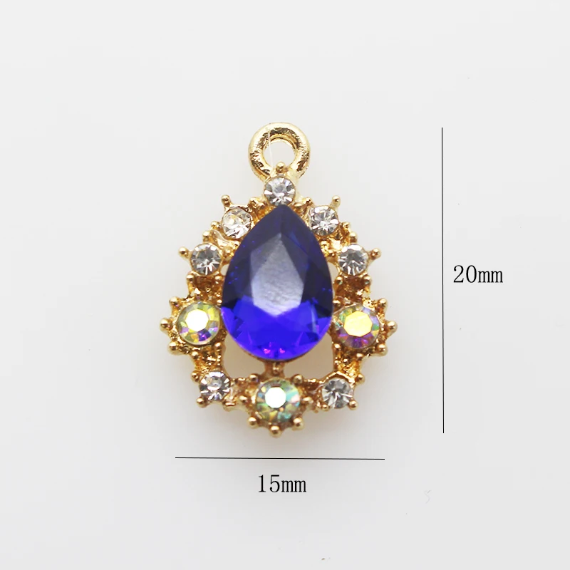 

YWXINXI new10pcs/lot alloy metal glass rhinestone drop pendant jewelry accessories clothing decorative fittings