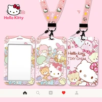 hello kitty cute girl campus card set student meal card bus access control badge hanging neck rope