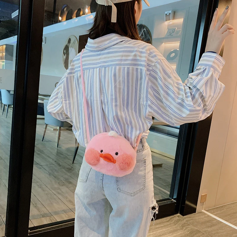 Плюшевая сумка мессенджер с мультипликационным рисунком милая мягкая через