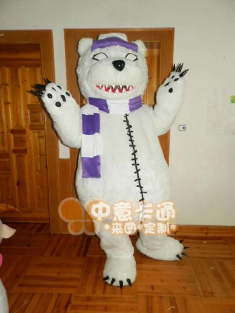 Костюм талисмана белого медведя Маскарадный костюм с героями мультфильмов