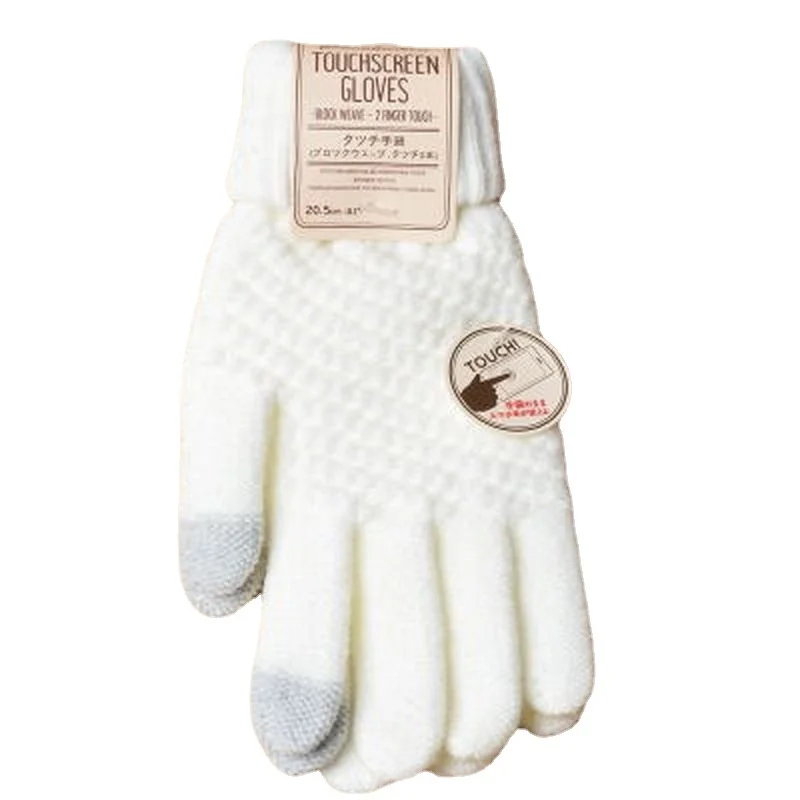 

Winter Touch Screen Gloves Women Men Warm Stretch Knit Mittens Imitation Wool Full Finger Guantes Female Crochet Luvas Thicken