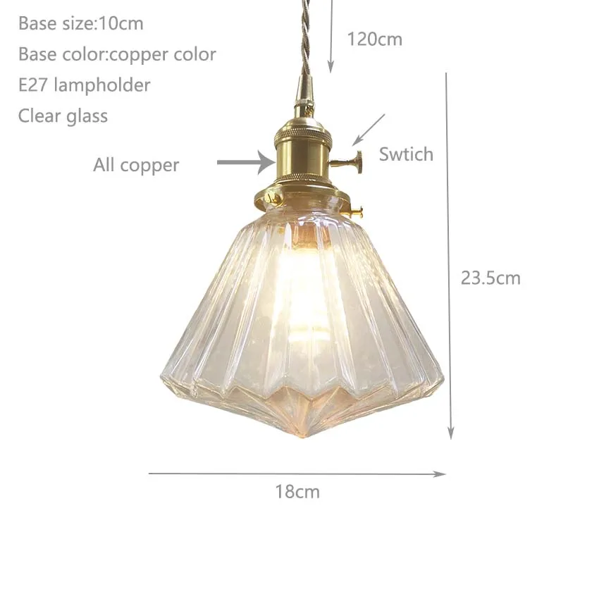

Modern glass pendant lights dinning room Copper Brass lampholder clear shade Minimalist hanging lamp for bedroom Restaurant lamp